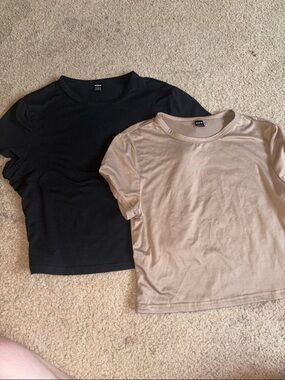 SHEIN Short Sleeve Tee - Black & Beige